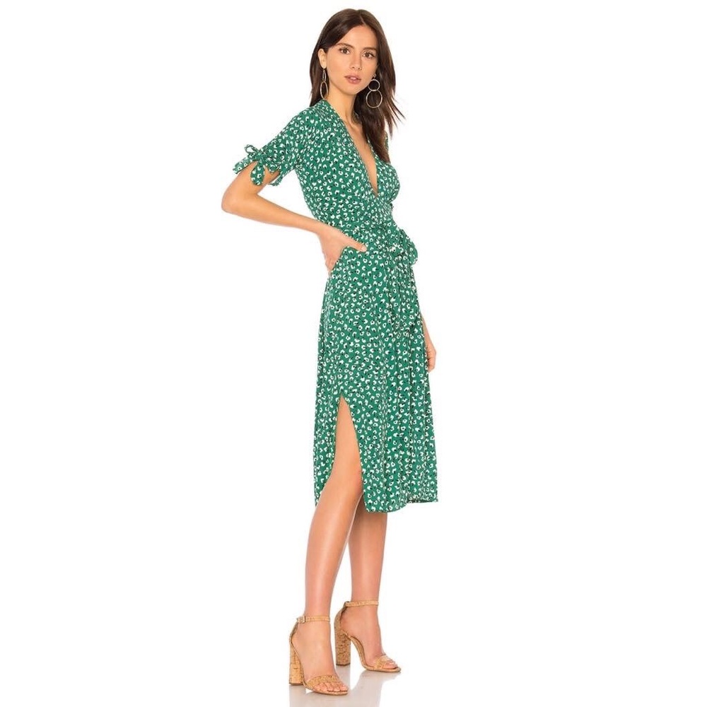 NWT Faithful the Brand Nina Midi Dress Vintage Bloom in Green size 8